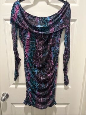 Fashion to Figure Snake-Print Bodycon Dress in Purple & Blue